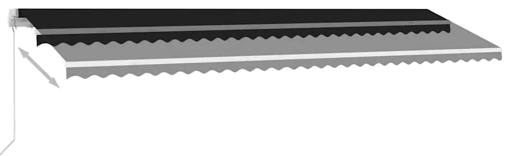 Toldo retrátil manual com LED 600x300 cm antracite