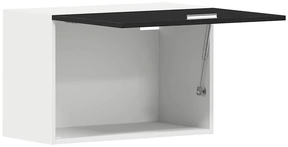 Armário Suspenso Carvalho Preto - 60x31x60 cm, feito de madeira de eng