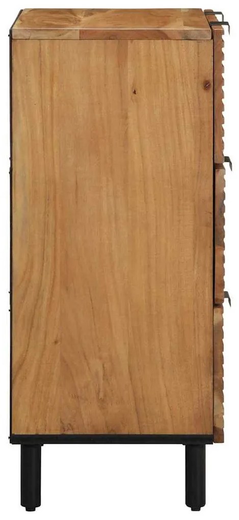 Armários de Lado em 3 Peças Castanho 60x33x75 cm Madeira Sólida de Acá