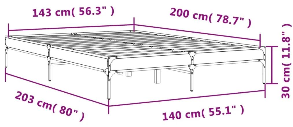 Estrutura de cama 140x200cm derivados madeira/metal