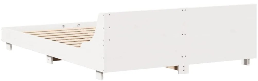 Cama sem colchão 160x200 cm madeira de pinho maciça branco