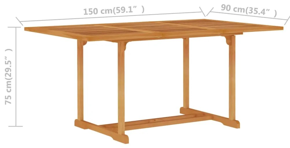 Mesa de jardim 150x90x75 cm madeira de teca maciça