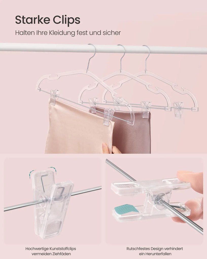 Conjunto 30 cabides para calças 40,6 x 22,5 cm com ganchos giratórios transparentes