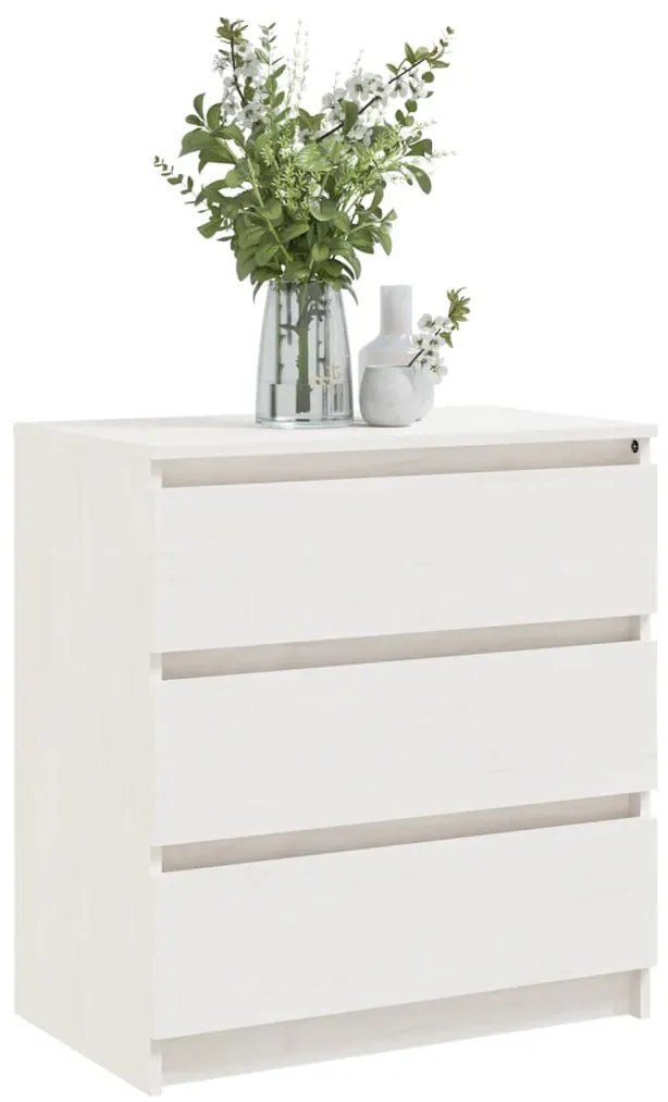 Mesa de cabeceira 60x36x64 cm madeira de pinho maciça branco