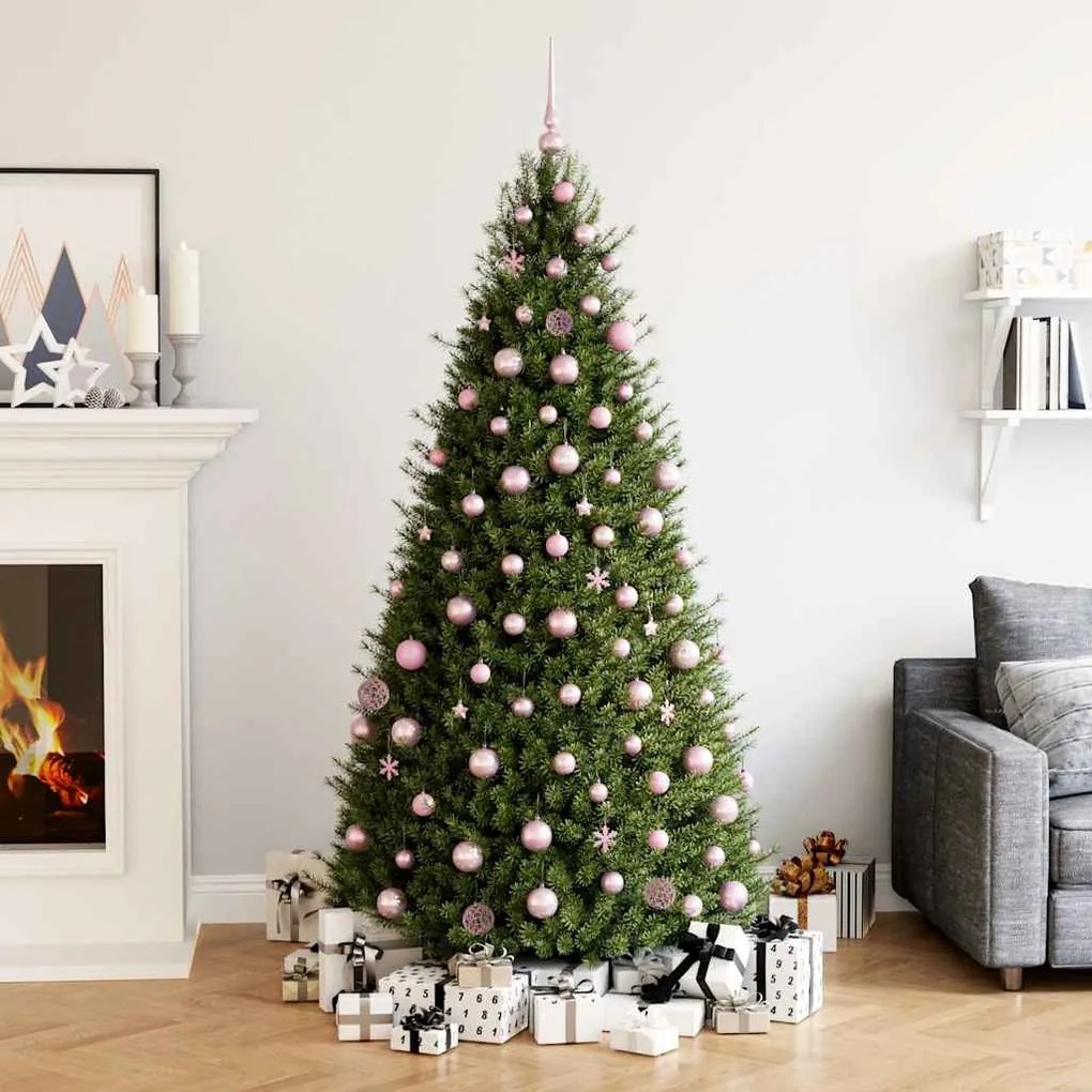 vidaXL 111 pcs conjunto de enfeites de Natal poliestireno rosa