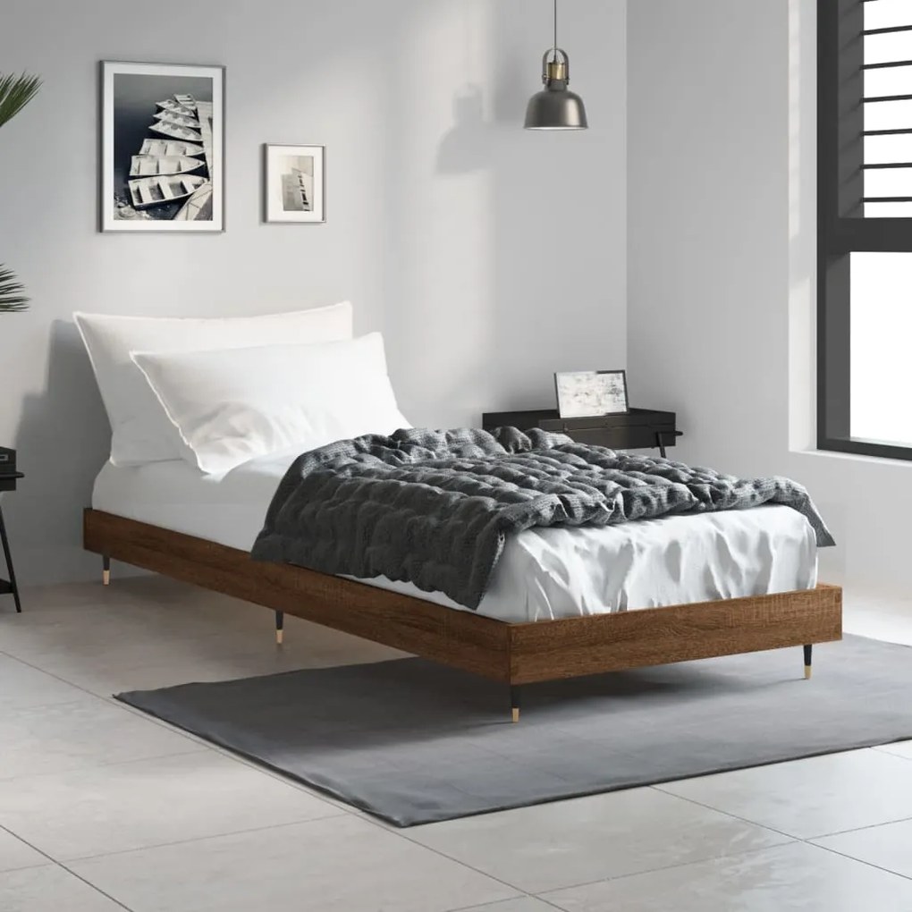 Estrutura cama s/ colchão derivados madeira carvalho castanho