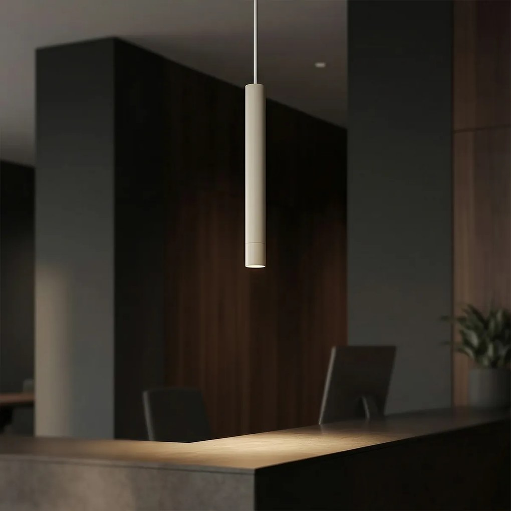 Candeeiro Pendente Moderno Bege com Branco para Sistema de Calha Monofásico - Iconic Frini