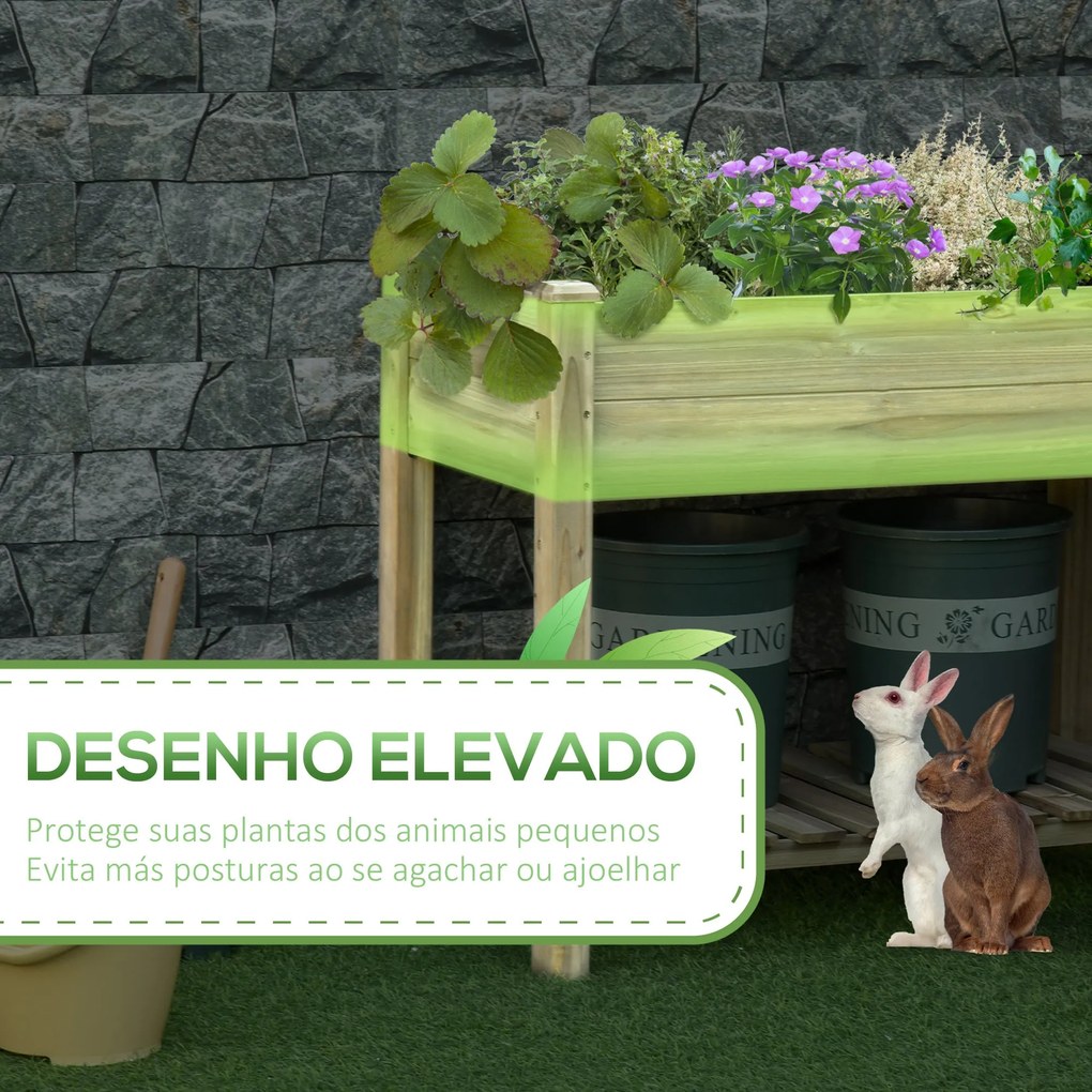 Horta Vertical de Madeira com Prateleira 91x51x76cm Mesa de Cultivo Re