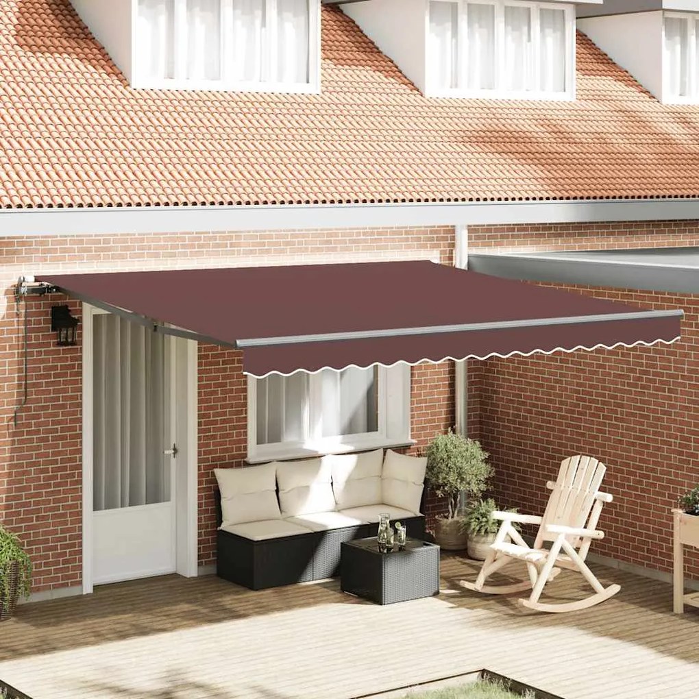 vidaXL Toldo retrátil automático 400x300 cm castanho