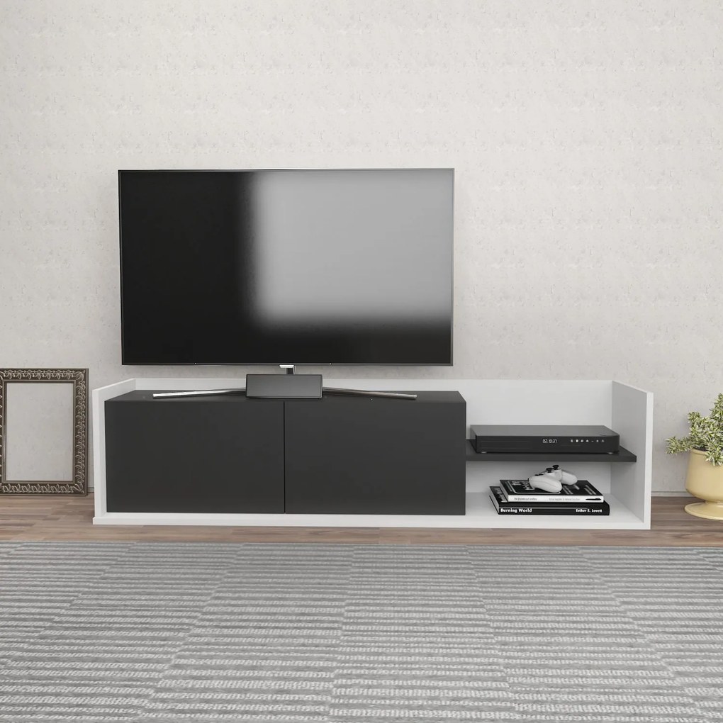 Móvel TV Krog – Branco/Antracite – 160x35x36,8 cm