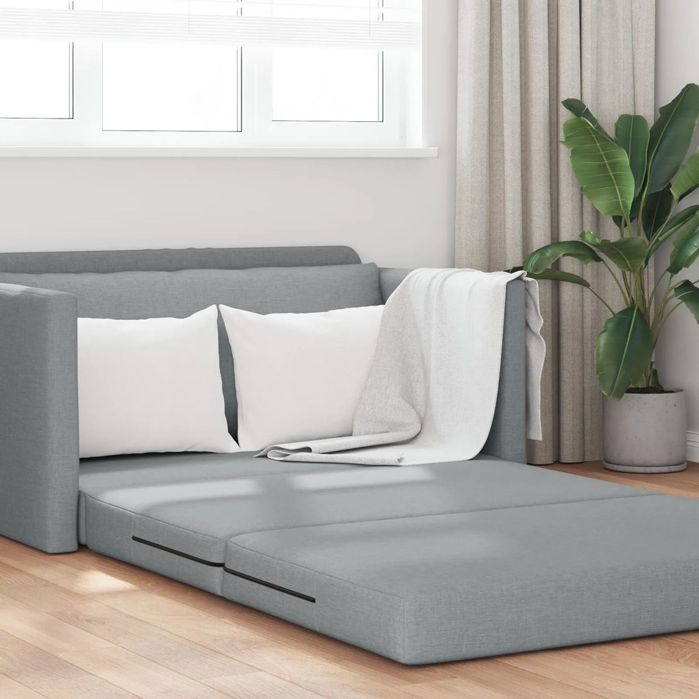 Sofá Cama de Chão 2-em-1 Cinza Claro 124x71x78 cm Tecido