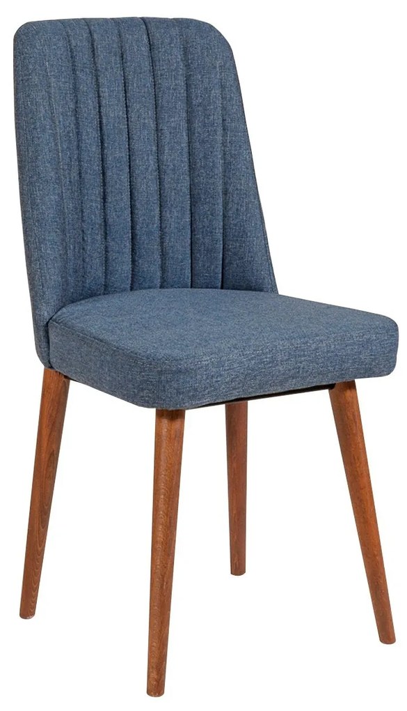 Conjunto de Mesa de Jantar Extensível Vina – Nogueira e Azul Escuro –