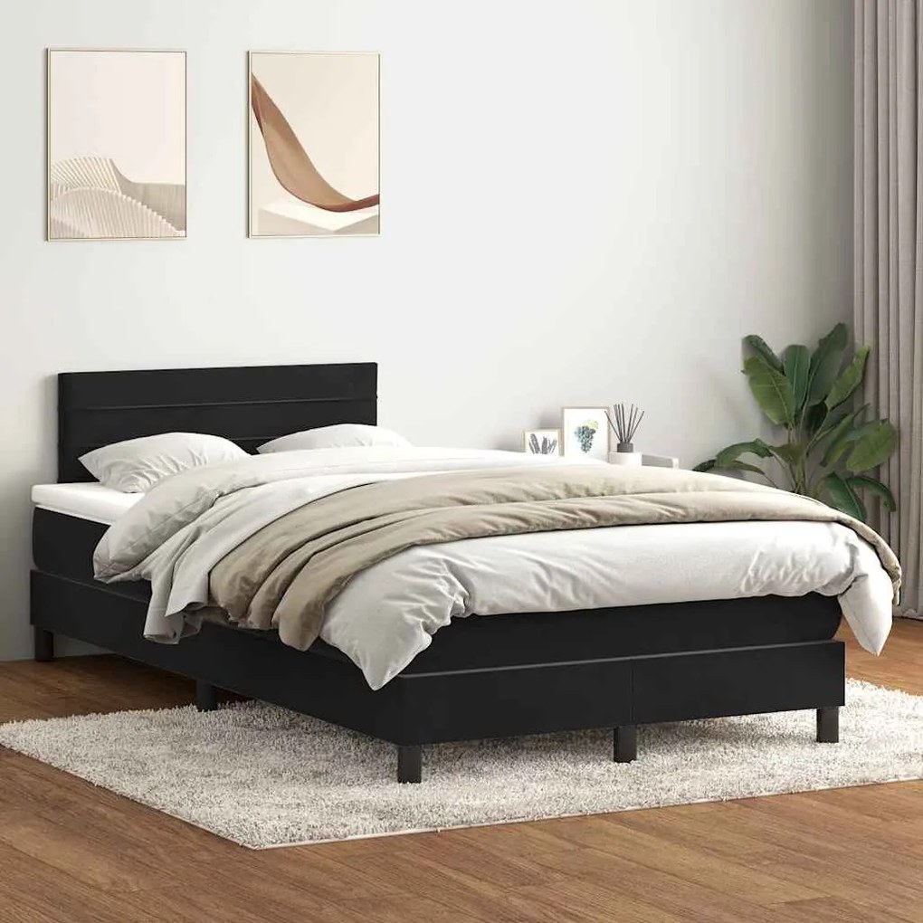 vidaXL Cama com molas/colchão 120x210 cm veludo preto
