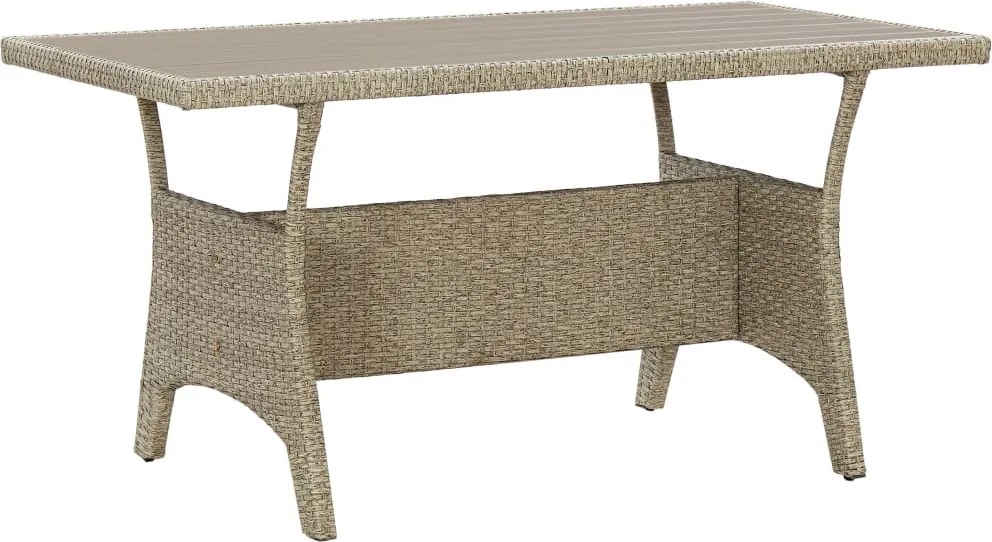 vidaXL Mesa de jardim 130x70x66 cm vime PE cinzento