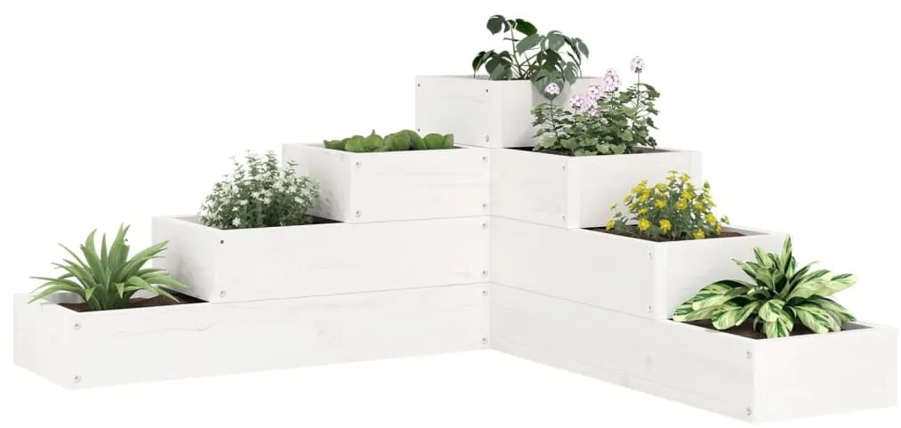 Floreira de jardim c/ 4 níveis 80,5x79x36cm pinho maciço branco