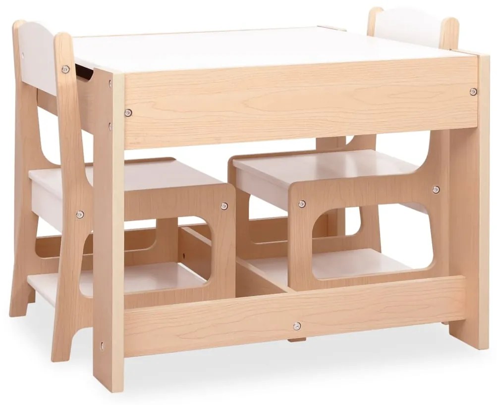 Conjunto Infantil de 2 Cadeiras e Mesa com Arrumação e Quadro - Castan