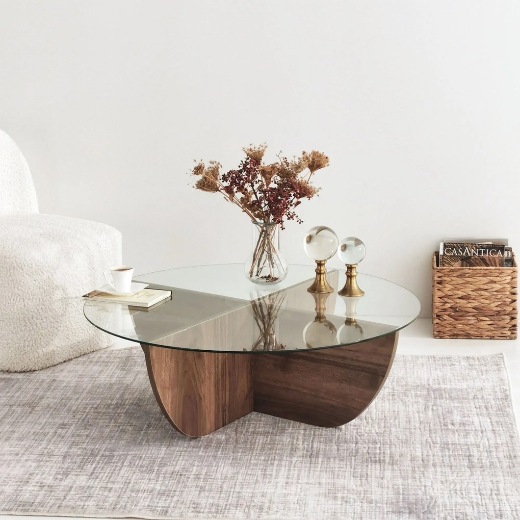 Mesa de Centro Lily – Nogueira – 90x30x90 cm