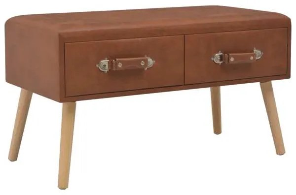 Banco com Gavetas 80 cm Couro Artificial Castanho