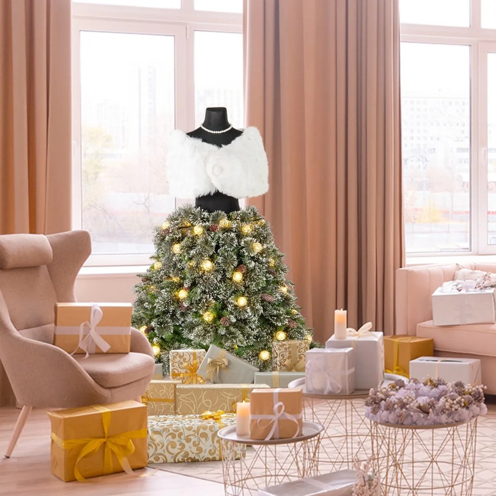 Árvore de Natal artificial Lojas roupa de 150 cm com manequim pré-iluminado Estrutura dobrável e 465 pontas de ramos 50 bolas LED 36 pinhas Colar Xail