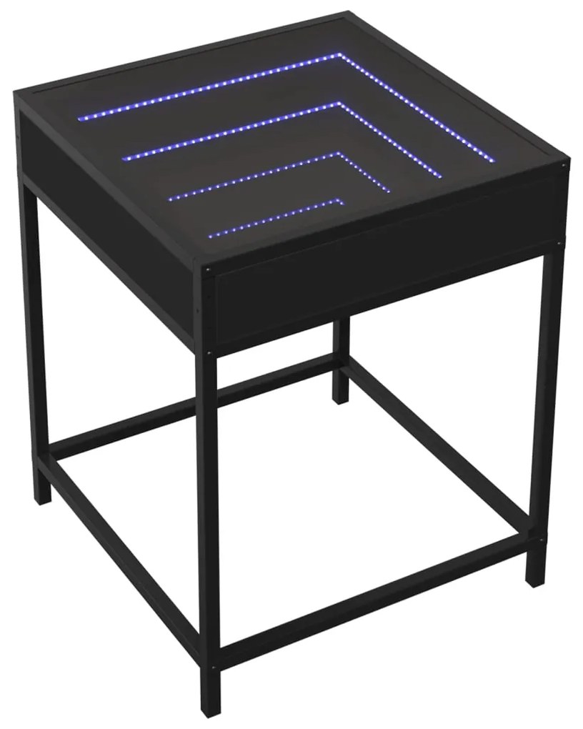 Mesa de cabeceira com luzes LED Infinity 40x40x51 cm preto