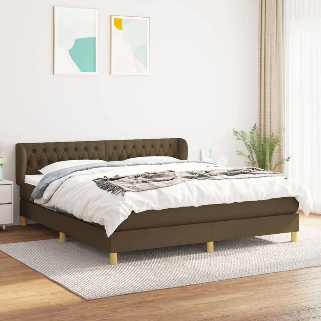 3127064 vidaXL Cama com molas/colchão 180x200 cm tecido castanho-escuro