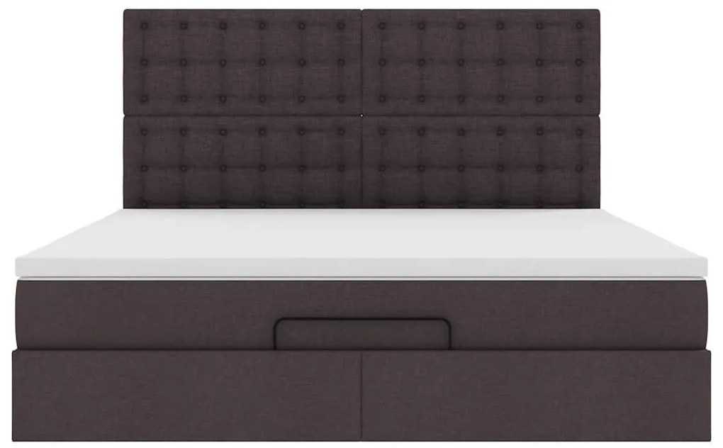 Estrutura de cama otomana com colchão 180x200cm castanho escuro