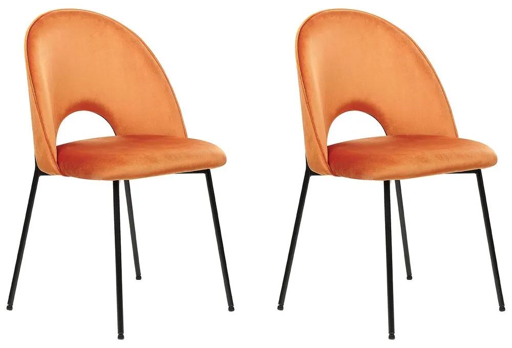 Conjunto de 2 cadeiras de jantar em veludo laranja COVELO Beliani
