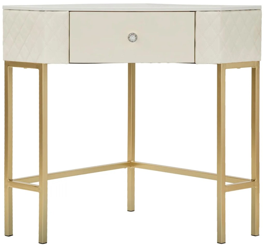 Consola de Entrada Angle Sharon - Madeira e MDF Branco com Detalhes Do