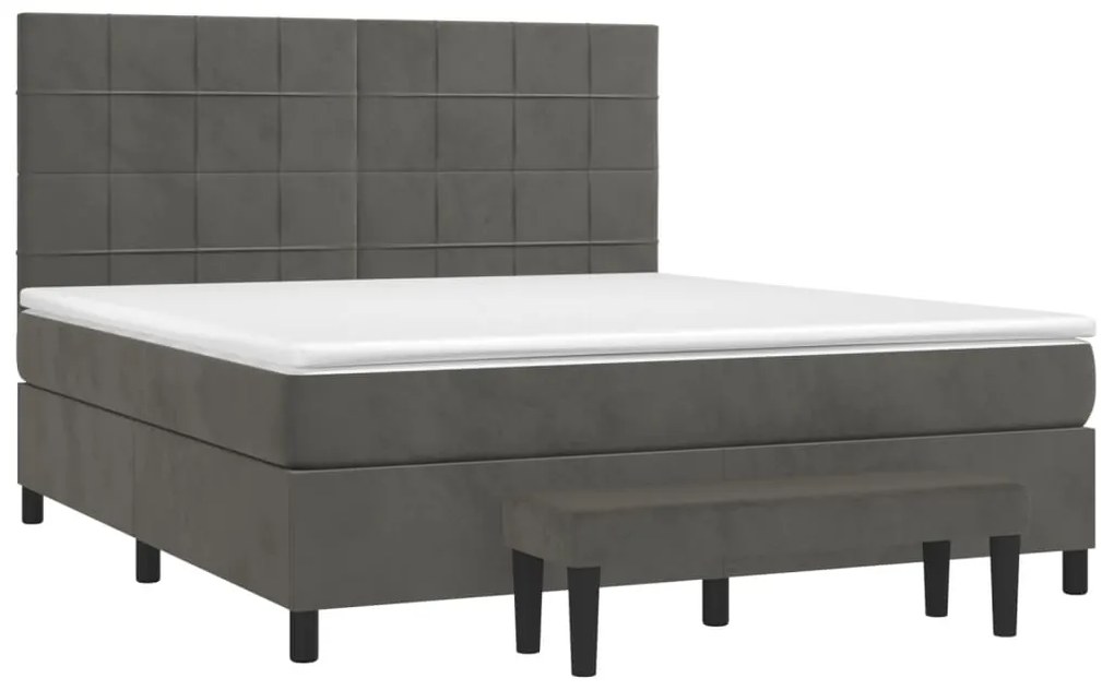 Cama com molas/colchão 180x200 cm veludo cinzento-escuro