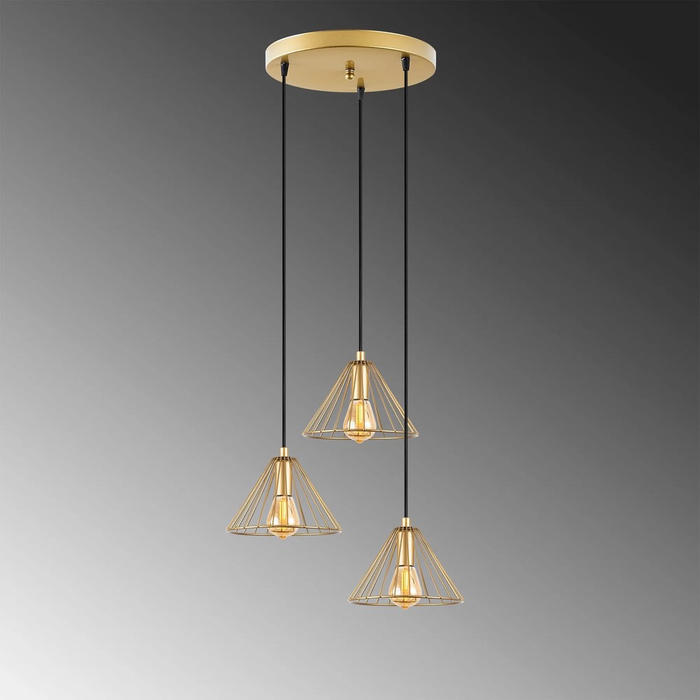 Candeeiro Chandelier Soylu – Dourado Brilhante – 41 x 41 x 117 cm