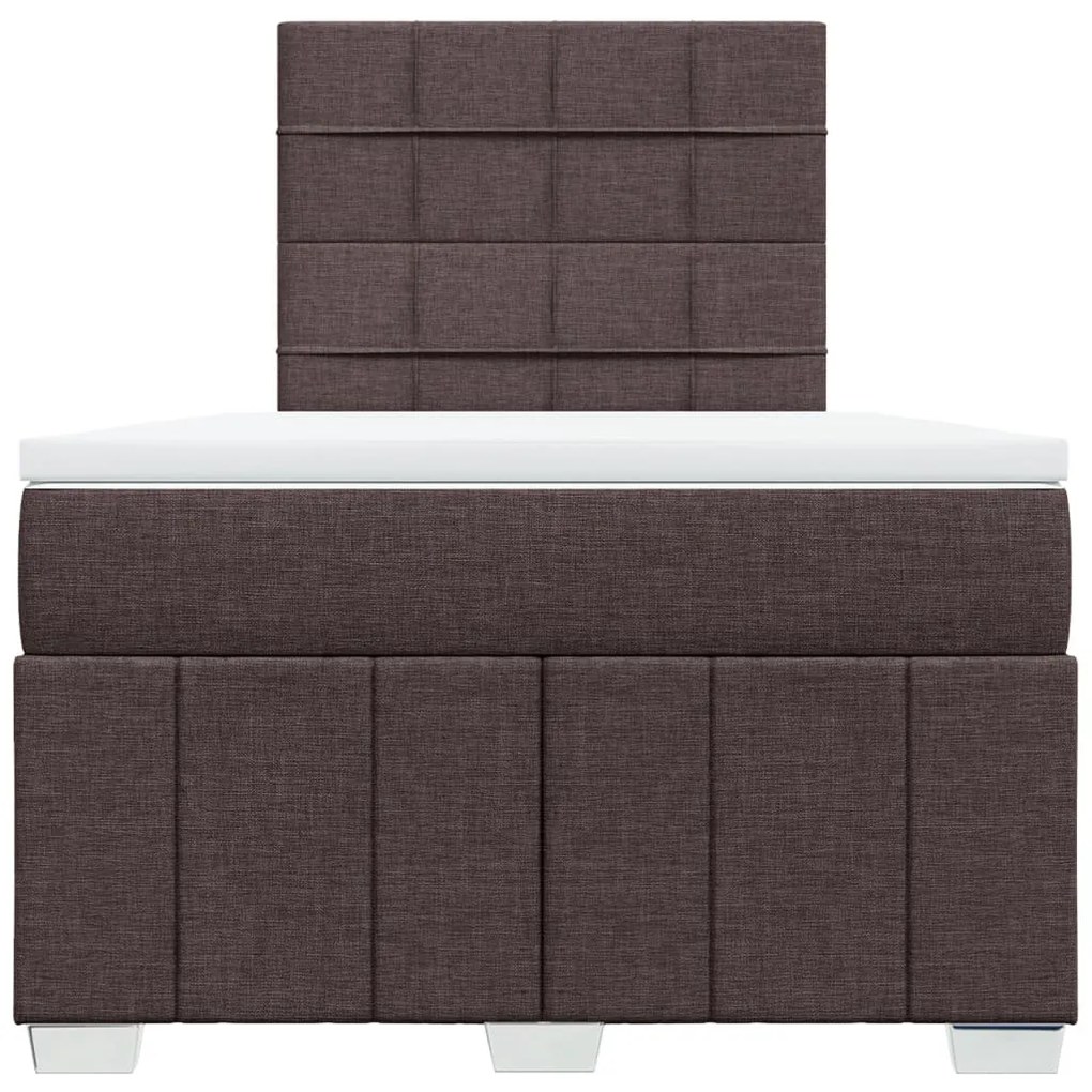 Cama boxspring com colchão 120x190 cm tecido castanho-escuro