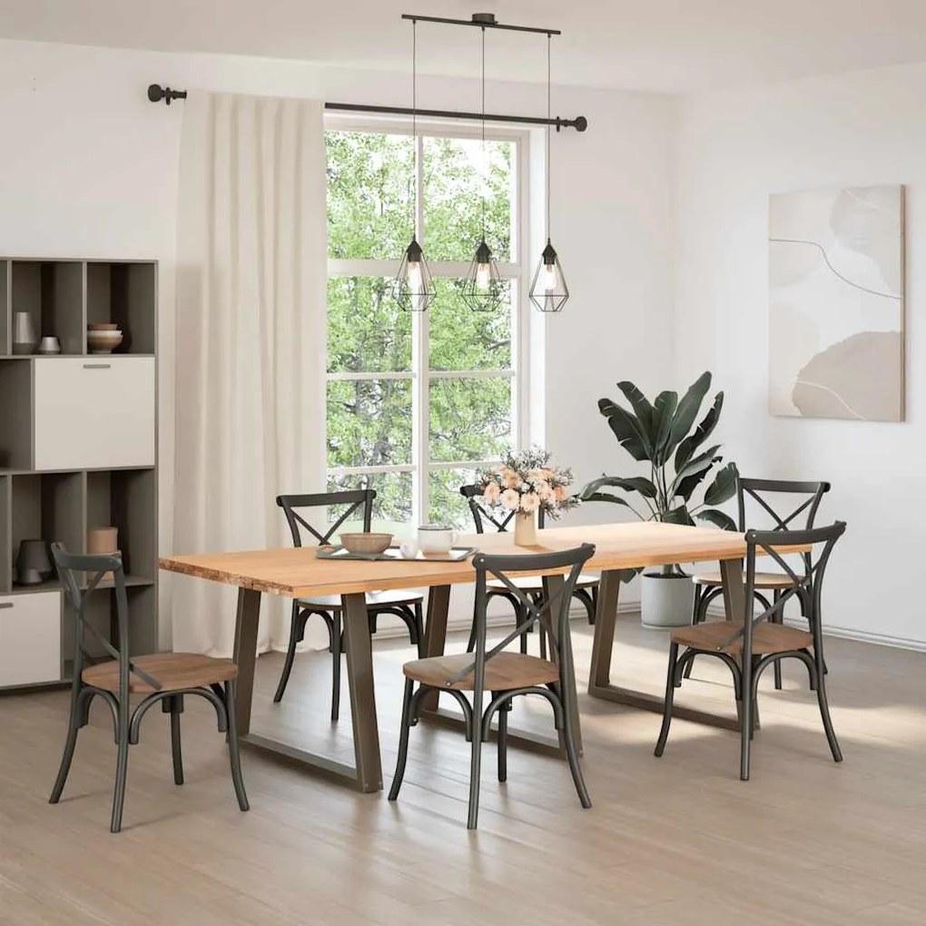Pés para mesa de jantar em formato de V, 3 peças, aço natural, 90x(72-