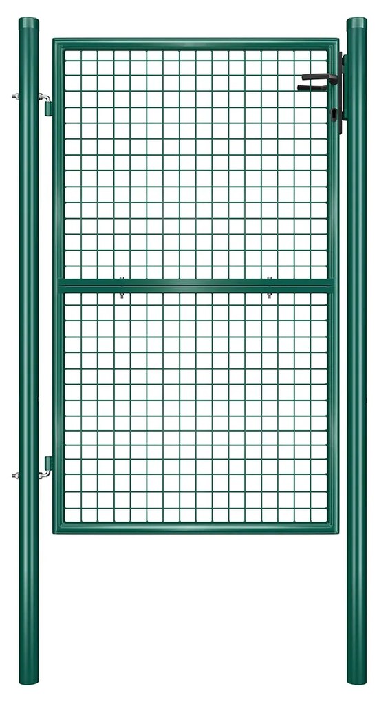 Portão de jardim SONGMICS, aço galvanizado, resistente e durável, com fechadura, 87 x 150 cm (colunas laterais não incluídas), grade de malha de 5 x 20 cm, verde, GGD200G