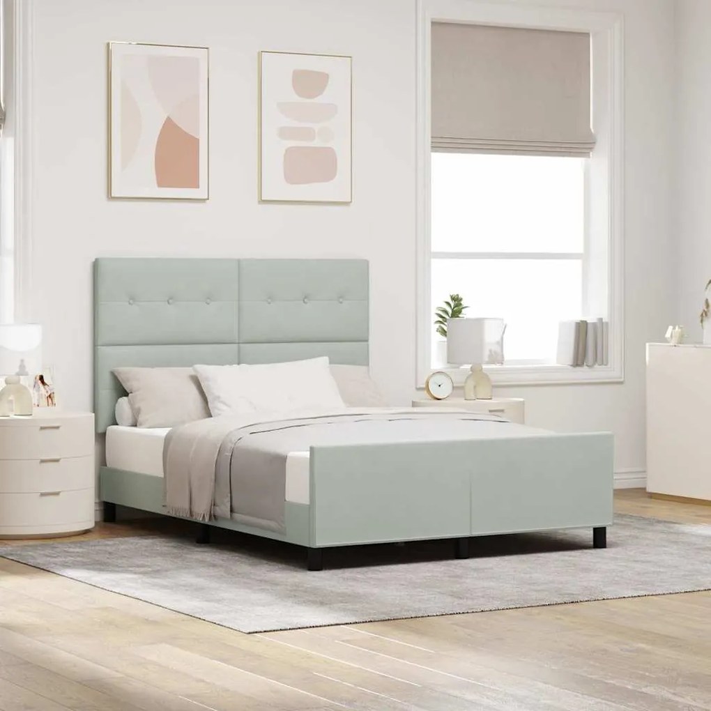 Cama vidaXL Cinza Claro 160x200 cm Veludo
