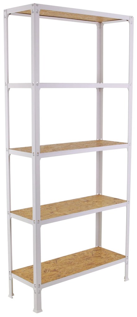 Estante com 5 Prateleiras madeira SIMONHOME CLICK WOOD MINI 5/300 BRANCO/OSB Capacidade P/ prateleira 150 Kg Dimensões 1800x800x300 mm