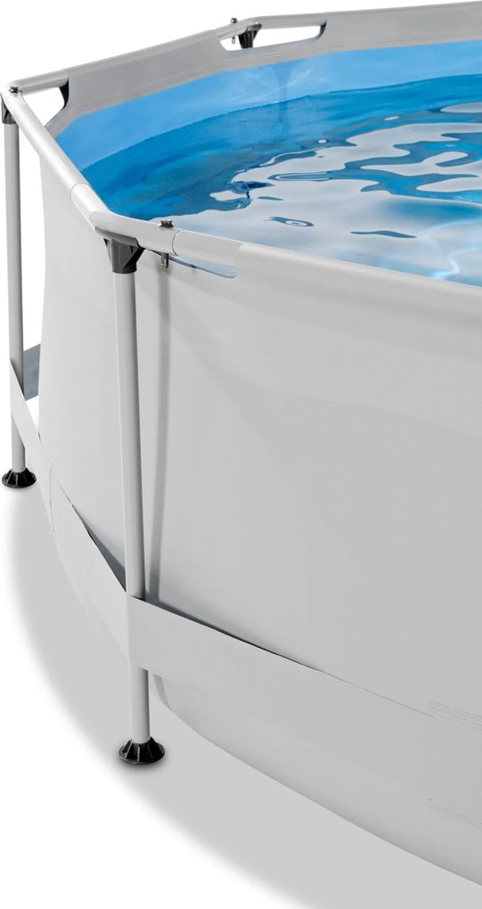Piscina redonda Soft ø360x76cm com bomba de filtragem e cobertura - cinzenta