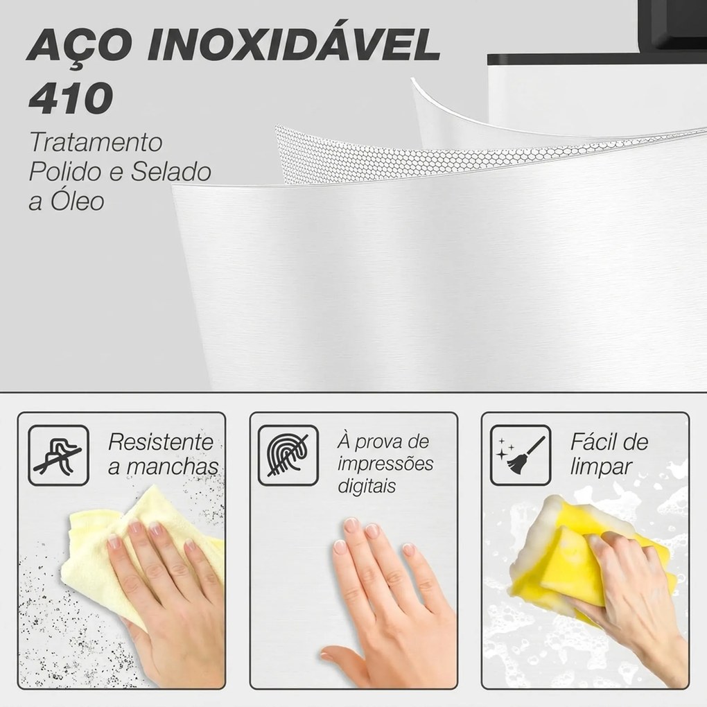 Caixote do Lixo de Cozinha 20 L em Aço Inoxidável com Tampa de Fecho Suave, Pedal e Balde Amovível, Branco