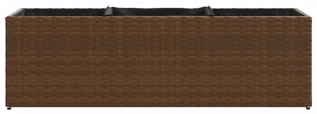 Canteiro jardim com 3 vasos 105x30x32 cm vime PE castanho