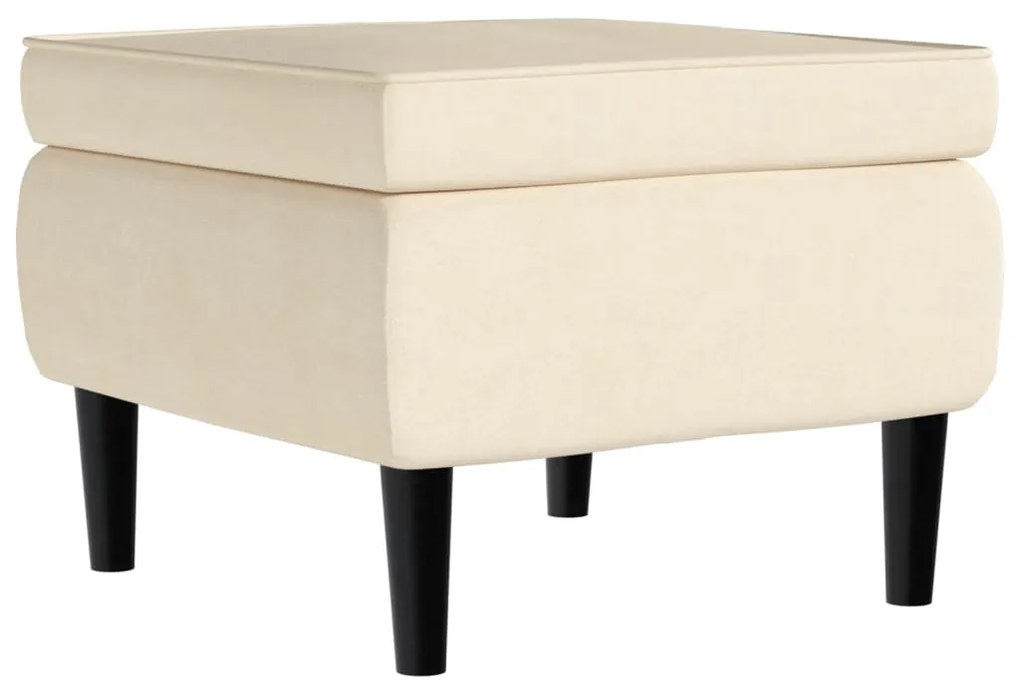 Poltrona de descanso com banco veludo cor creme