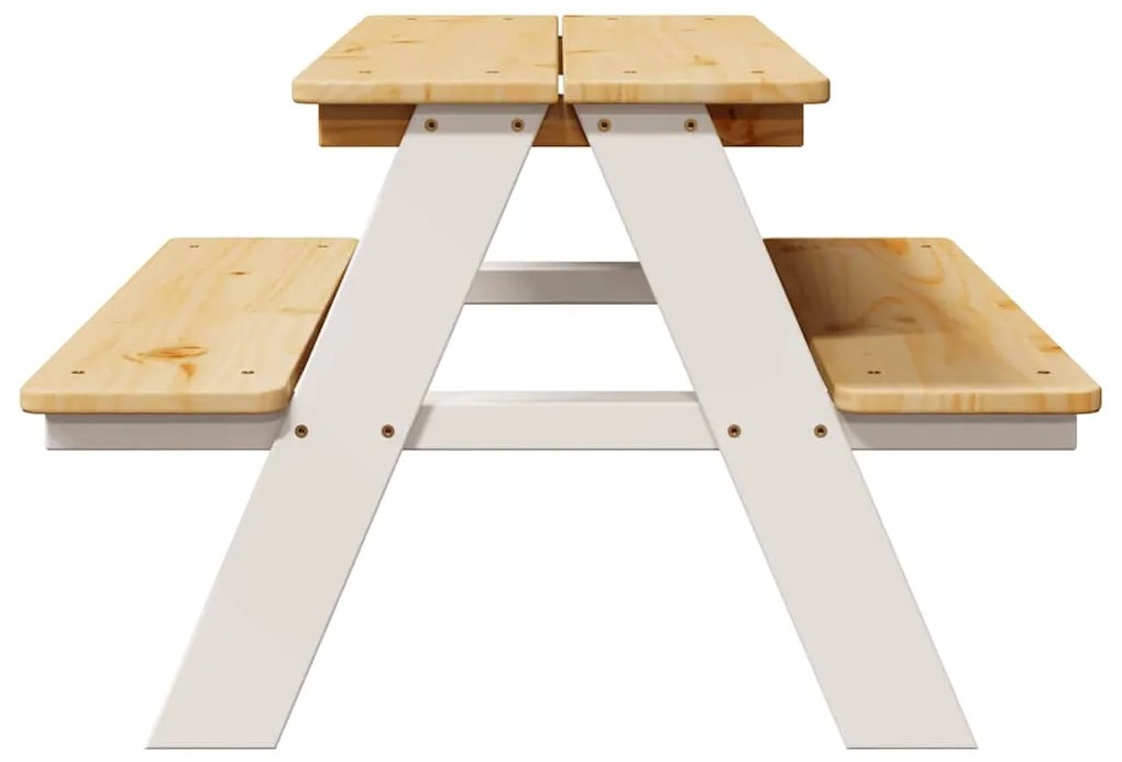 Mesa para crianças c/ bancos 90x79,5x50cm madeira maciça branco