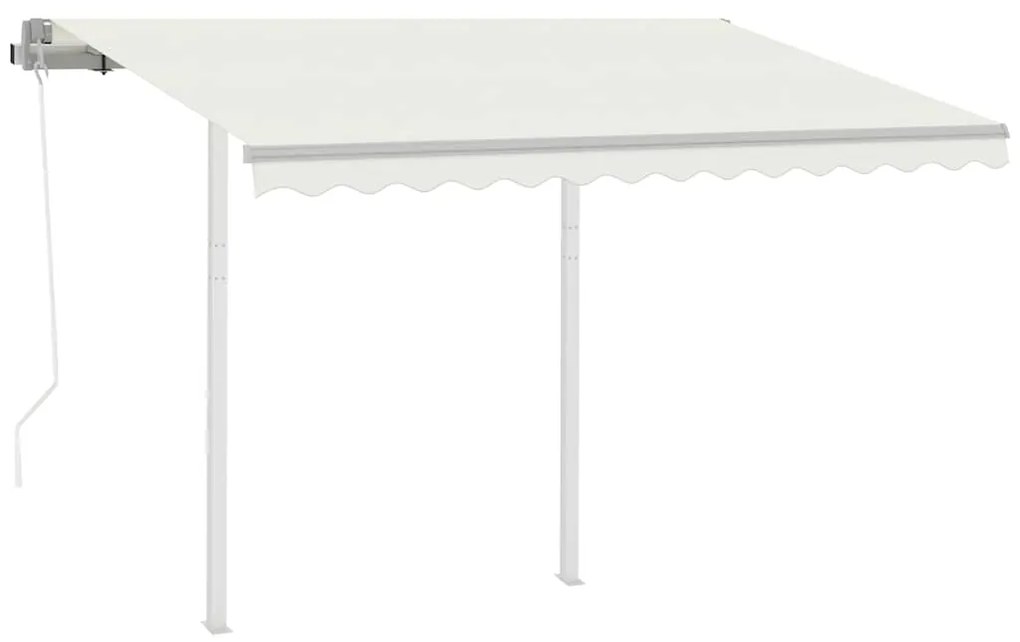 Toldo retrátil automático com postes 3x2,5 m cor creme