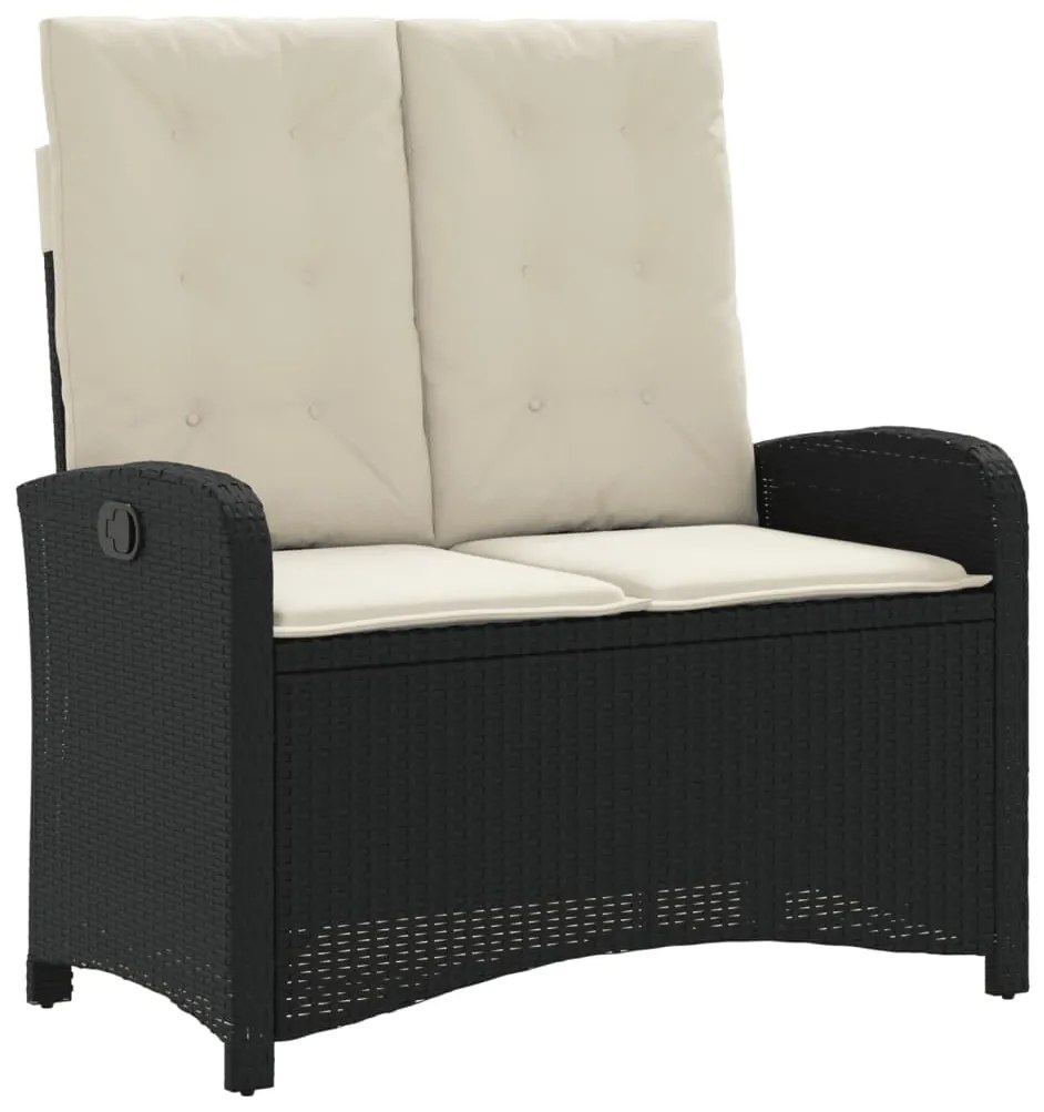 2 pcs conjunto de jantar p/ jardim c/ almofadões vime PE preto