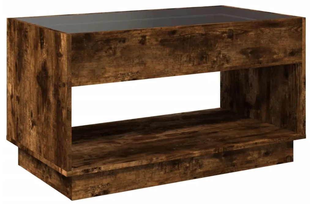 Mesa de centro luzes LED Infinity 90x50x50 cm carvalho fumado