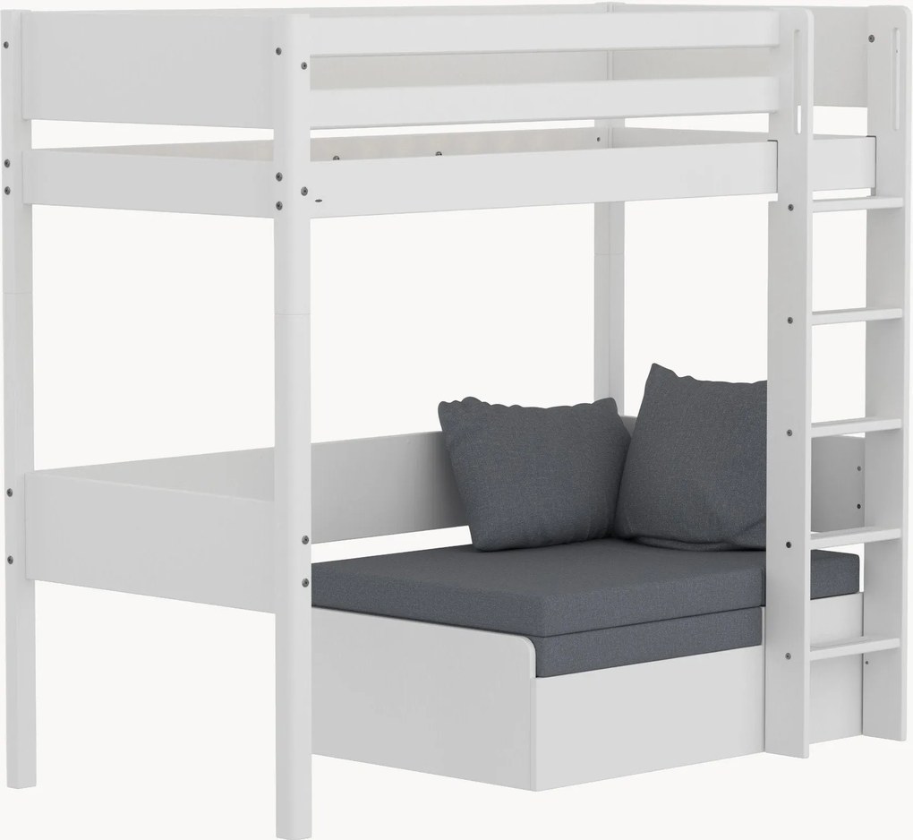 Cama de beliche para crianças em madeira de pinho com escada e colchão Casa