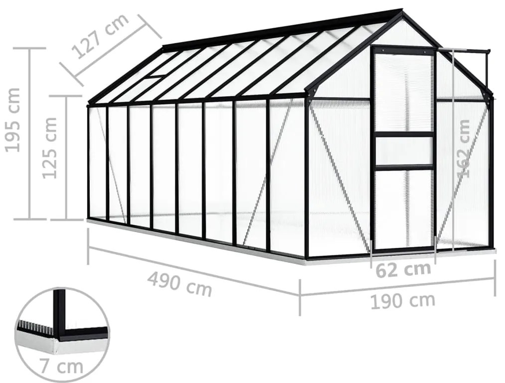 Estufa com base alumínio antracite 9,31 m²