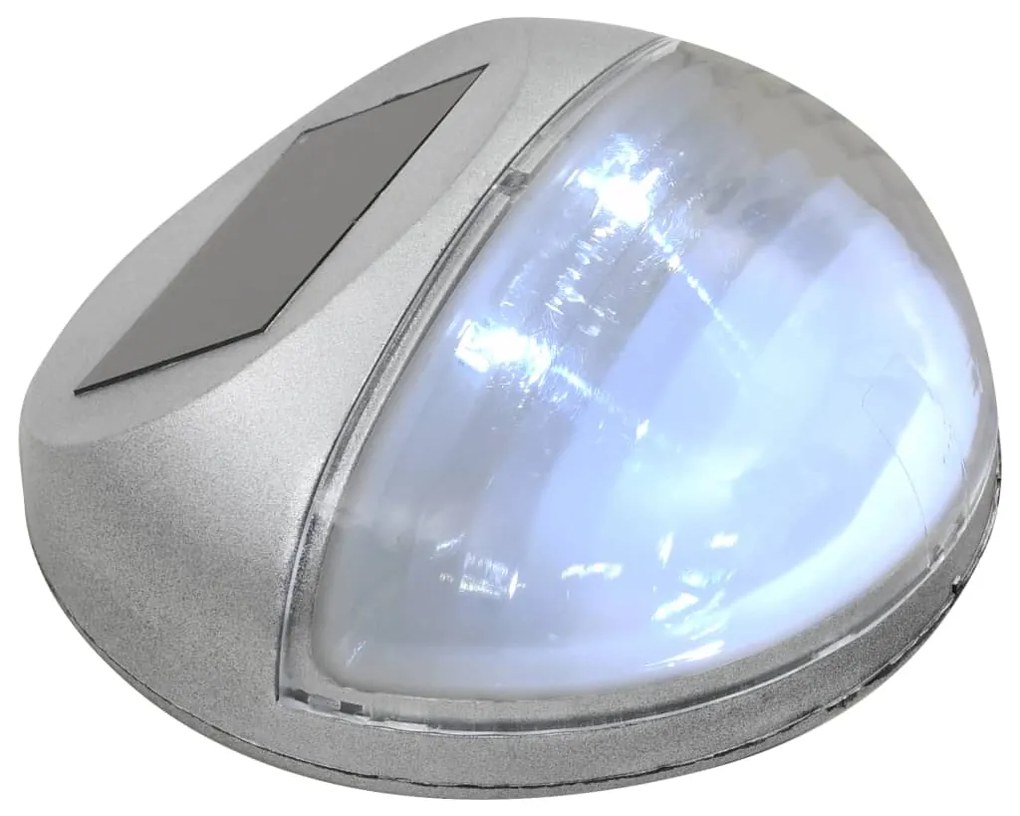 Candeeiro de parede solar LED exterior 12 pcs prateado redondo