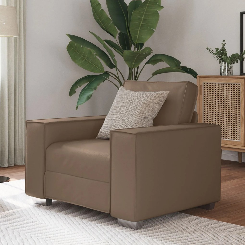 Cadeira de Sofá vidaXL Cappuccino 59 cm em Couro Sintético