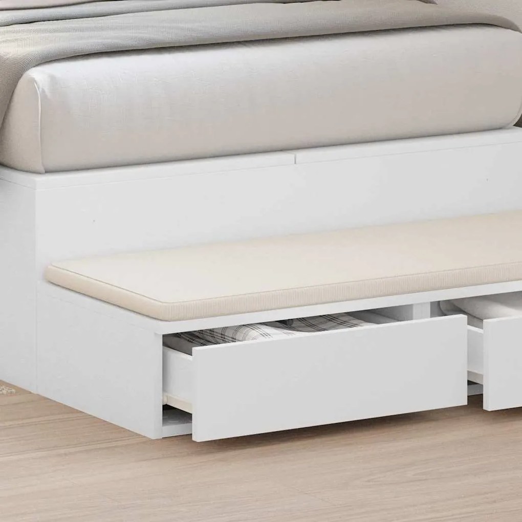 Gavetas para Cama Branca 75x36,5x16,5 cm em Madeira de Engenharia