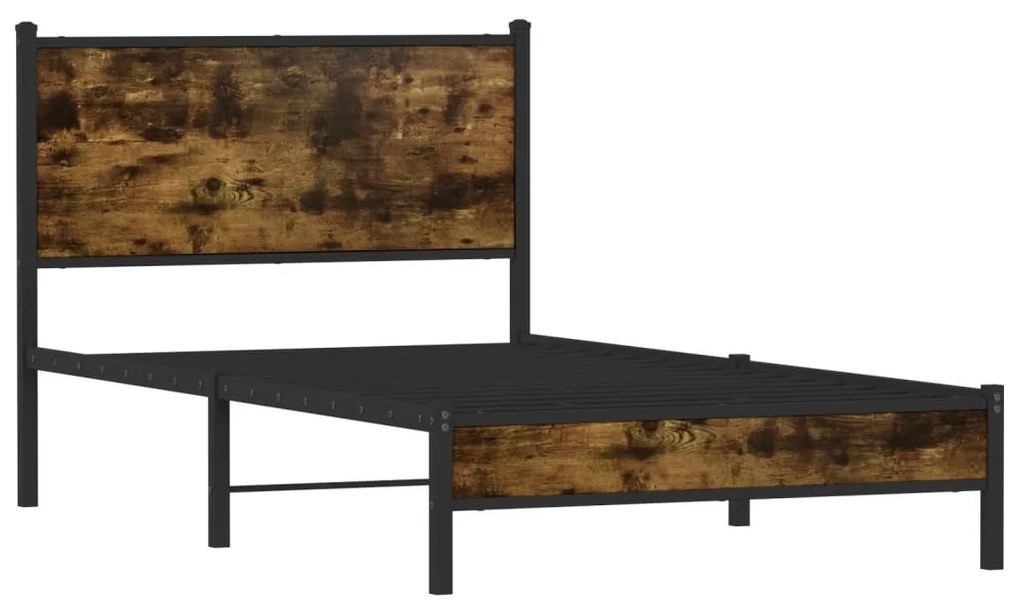 Estrutura de cama sem colchão 107x203 cm metal carvalho fumado