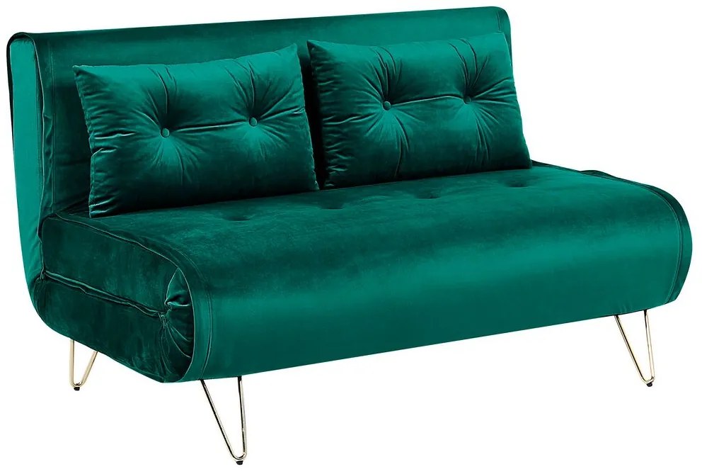Conjunto de sofás-cama com 3 lugares em veludo verde escuro VESTFOLD Beliani